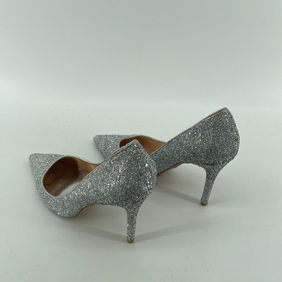 BADGLEY Mischka glitter sparkly silver pump high heel New Years Christmas party - Picture 10 of 16